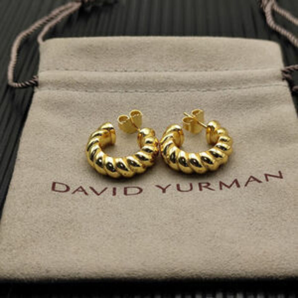 David Yurman Gold Spiral Button Earrings